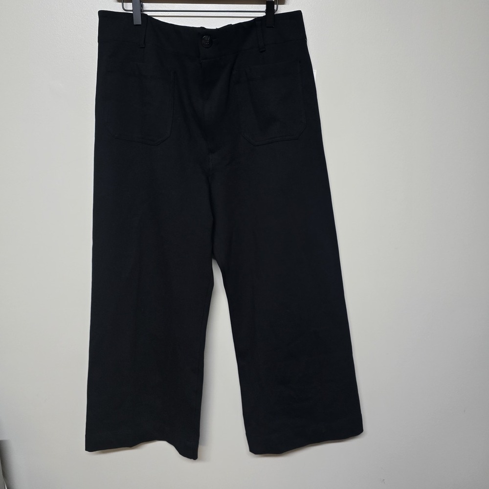 Anthropologie Maeve The Colette Ponte Crop Wide-Leg Pants Black Size 34 NWT $120